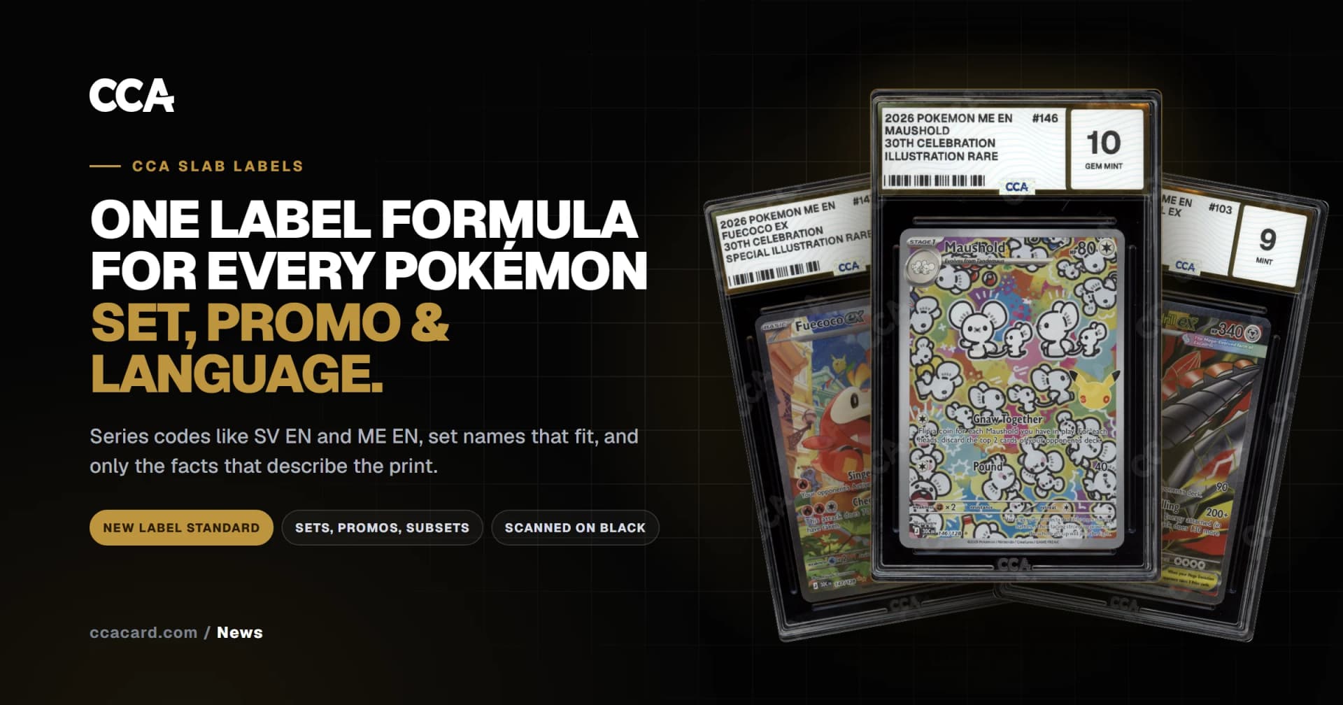 One Label Formula for Every Pokémon Set, Promo and Language: The New CCA Slab Label Standard