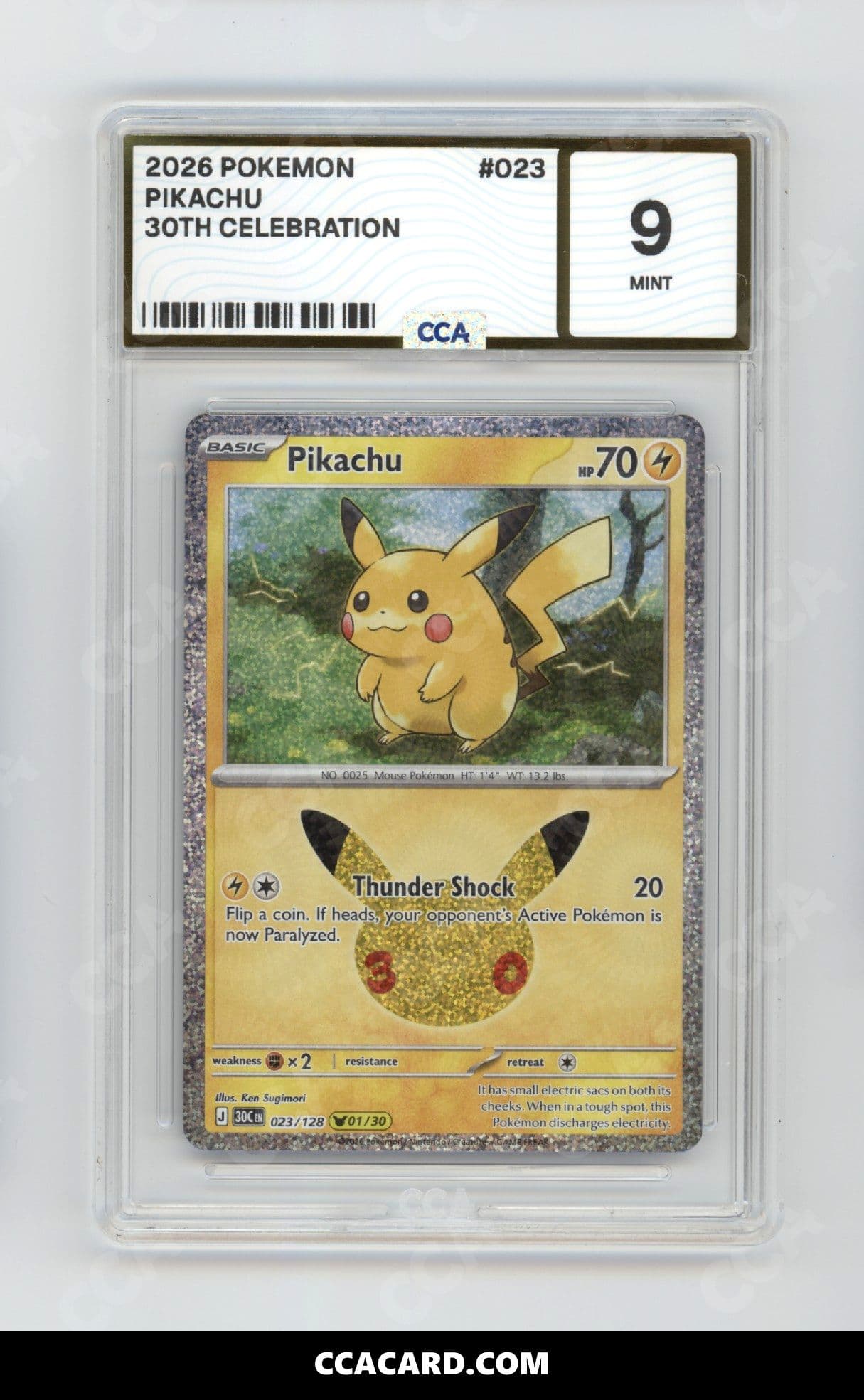 Pikachu graded CCA 9, cert 144