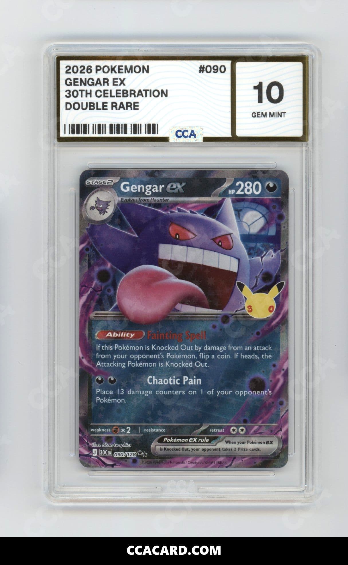 Gengar ex graded CCA 10, cert 149