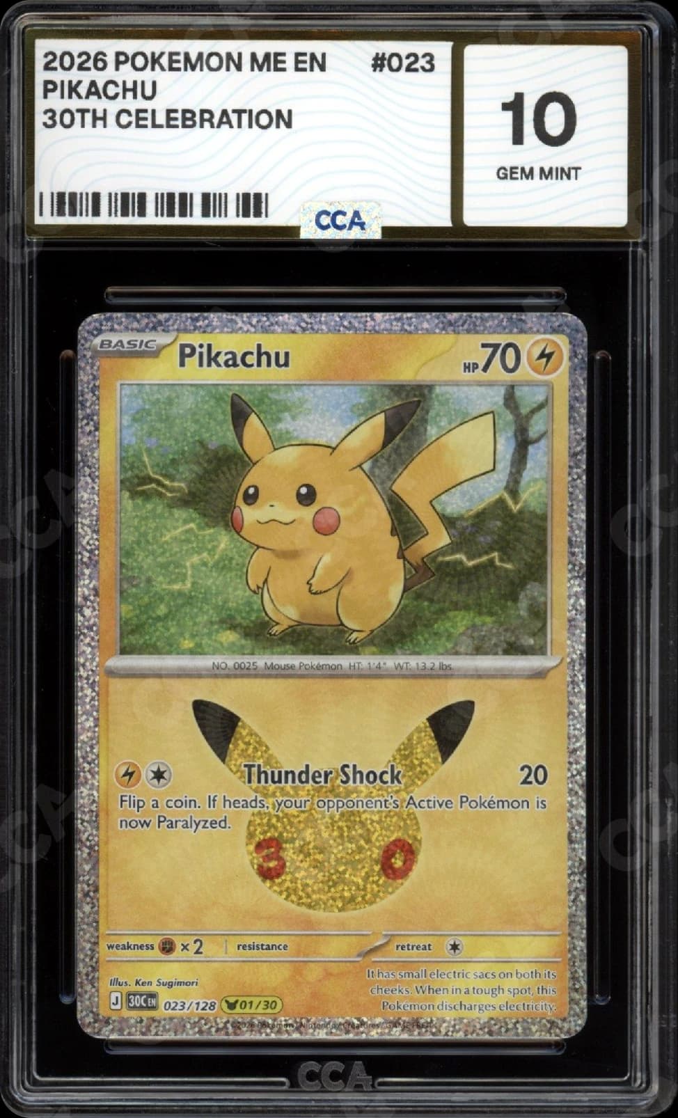 CCA 10 Gem Mint Pikachu in its tamper-evident holder