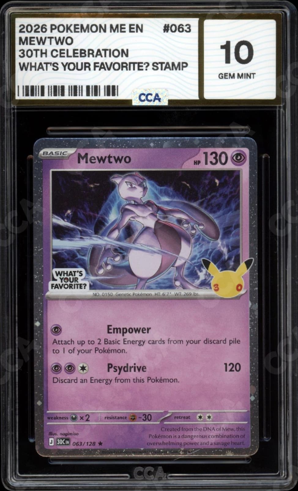 CCA graded Mewtwo slab