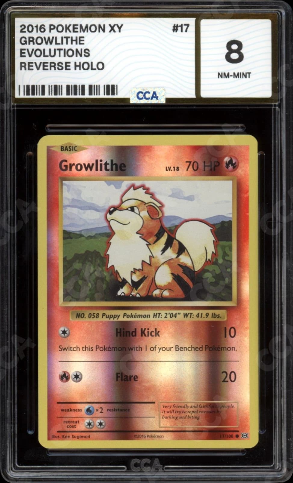 CCA graded Growlithe slab