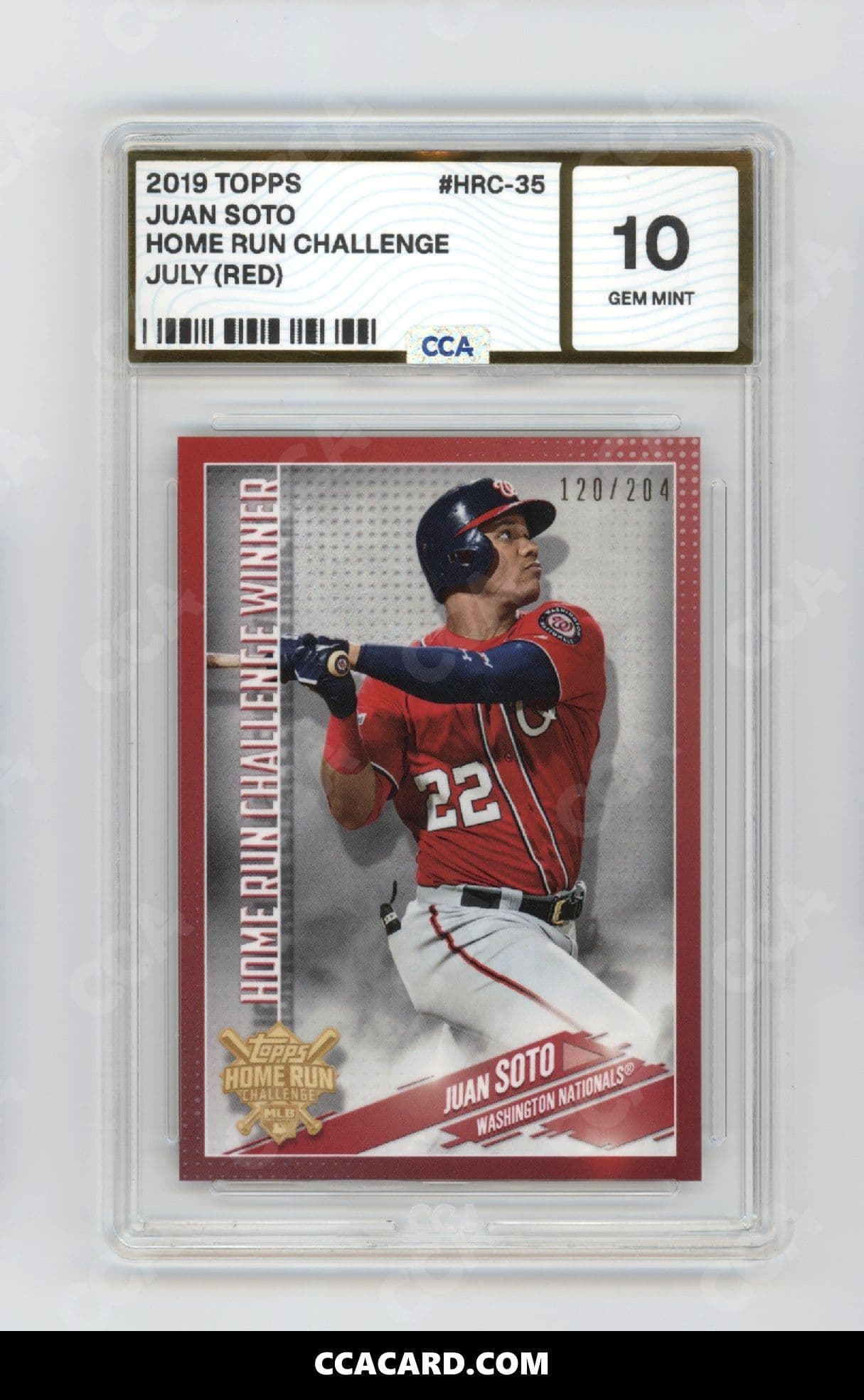 Juan Soto graded CCA 10, cert 42