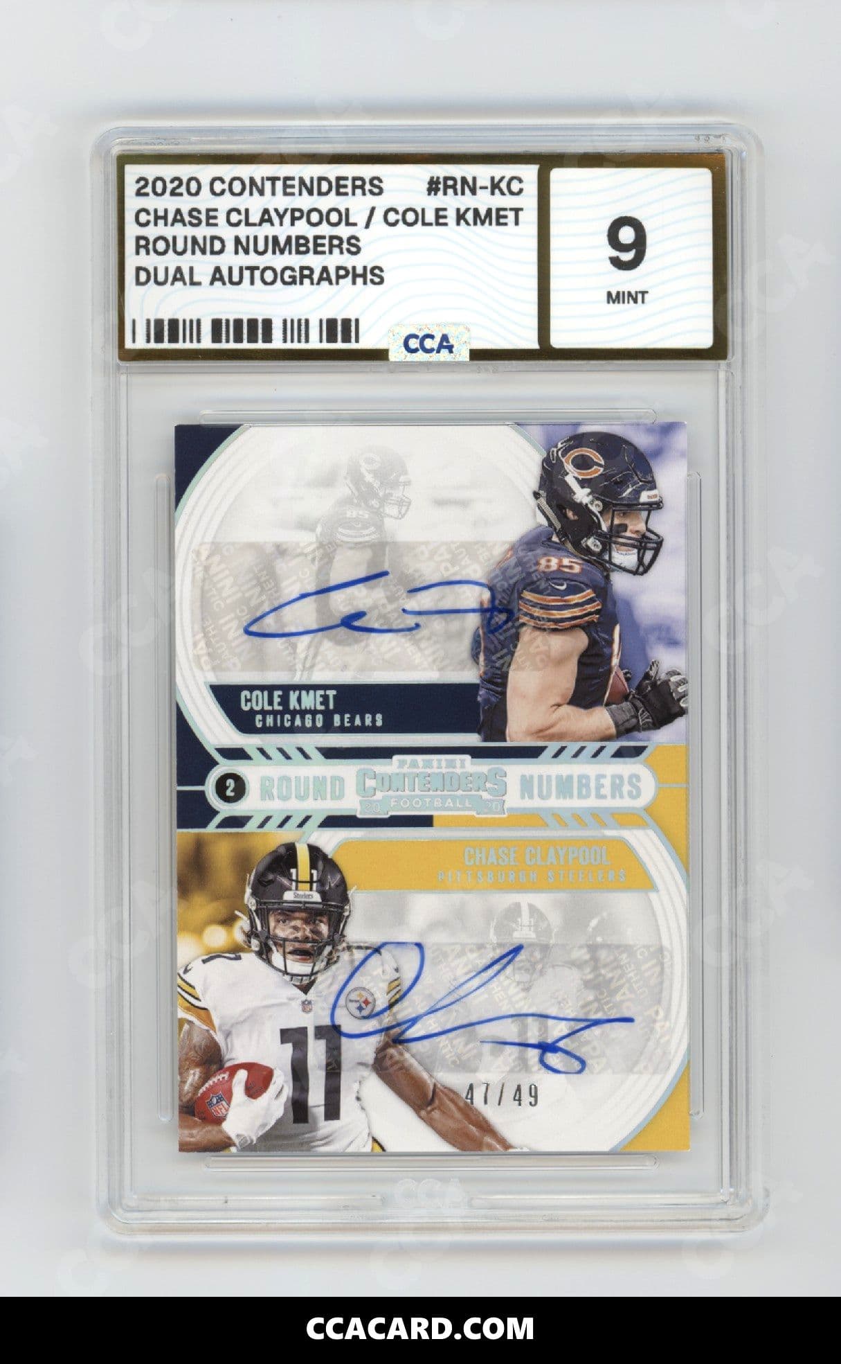 Chase Claypool / Cole Kmet graded CCA 9, cert 43